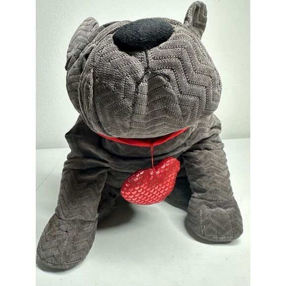 Hug & Luv Gray Bull dog with heart collar Plush Toy Stuffed Animal 11” See Notes - Picture 3 of 9